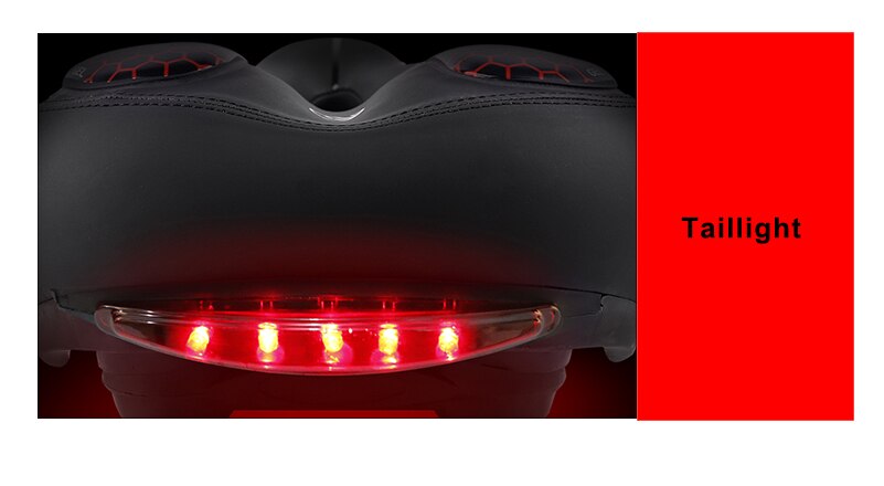 Super Soft Elastic Bicycle Saddle with Taillight