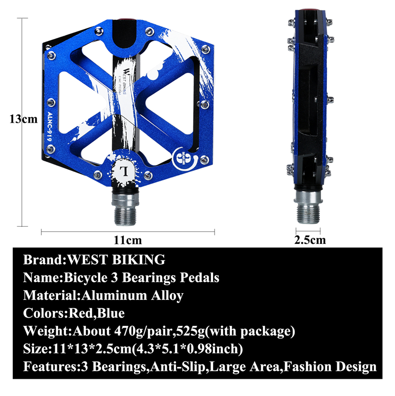3 Bearings Aluminum Bike Pedals