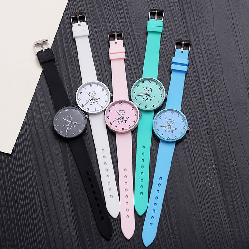 Simple Lovely Cat Quartz Watch for Girls