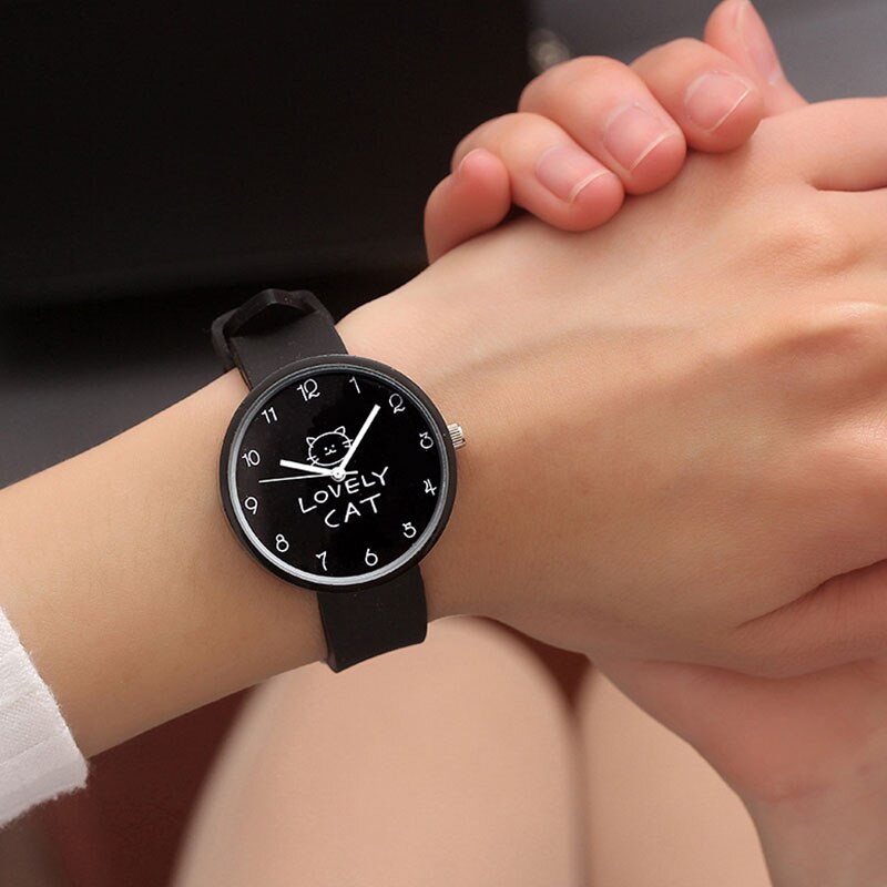 Simple Lovely Cat Quartz Watch for Girls