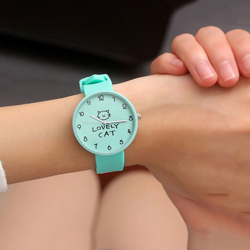 Simple Lovely Cat Quartz Watch for Girls