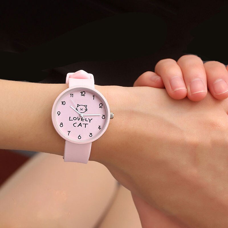 Simple Lovely Cat Quartz Watch for Girls