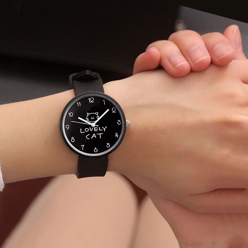 Simple Lovely Cat Quartz Watch for Girls
