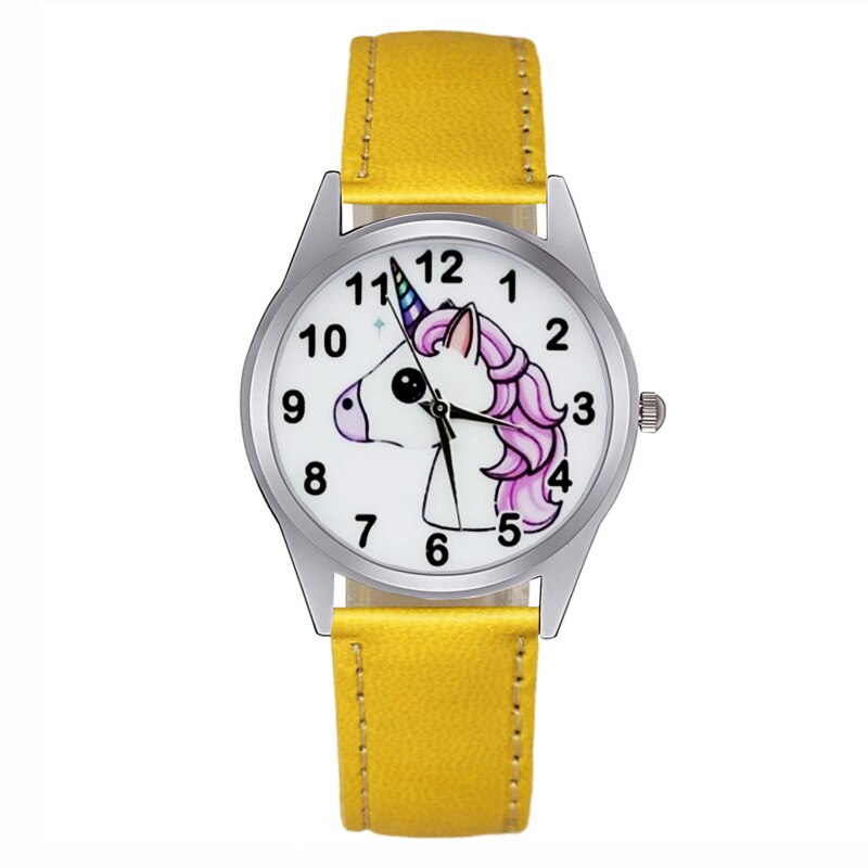 Cartoon Unicorn Printed Round Watch for Kids