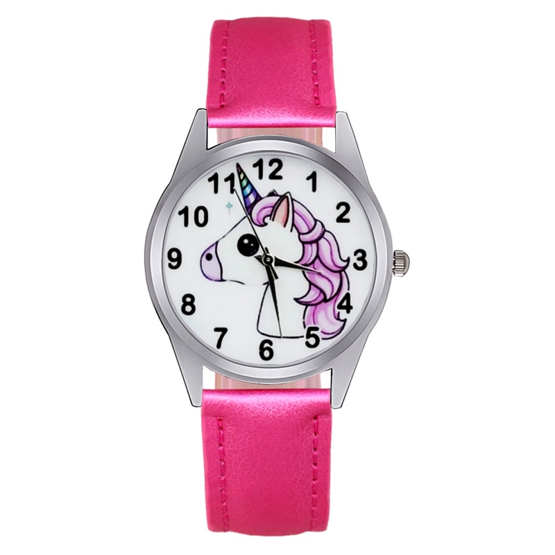 Cartoon Unicorn Printed Round Watch for Kids