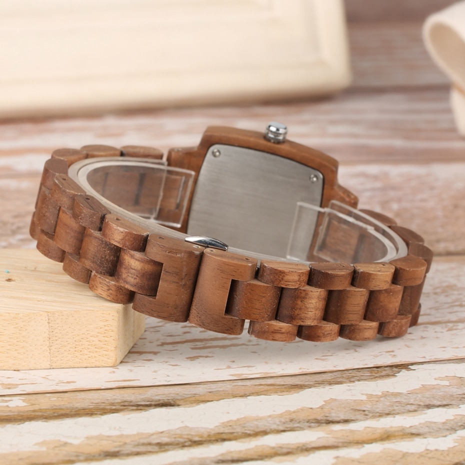 Men's and Women's Rectangular Wood Watch