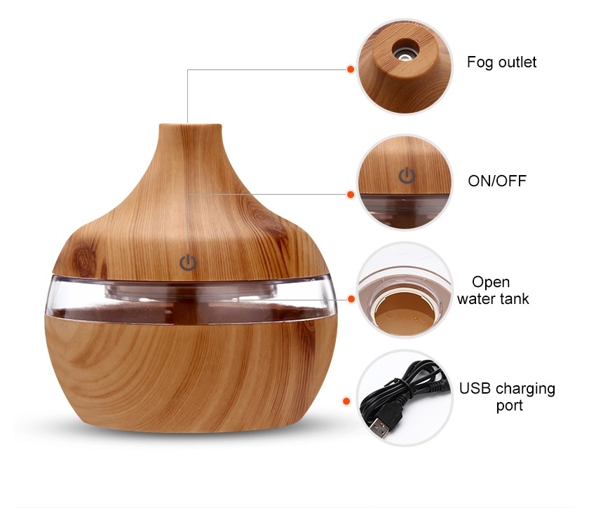 Wooden Grain Design USB Air Humidifier