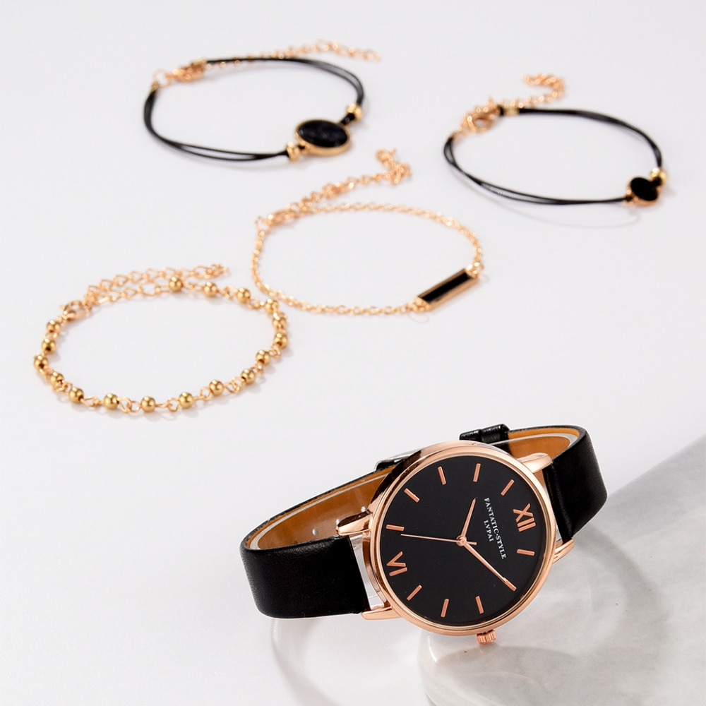 5pcs Woman Quartz Wristwatch with Bracelet