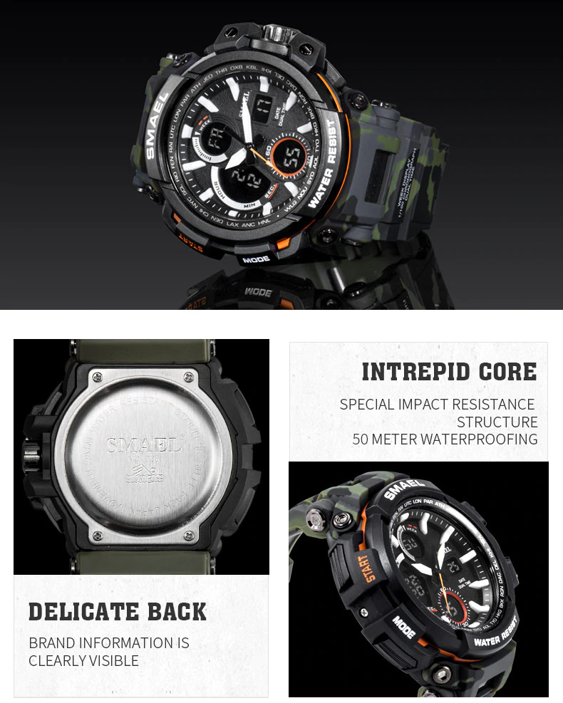 Men's Waterproof Military LED Digital Watch