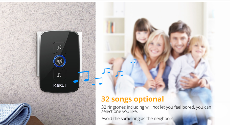 KERUI M525 Wireless Doorbell Waterproof Touch Button Home Security Welcome Smart Chimes Door bell Alarm LED light 32 Songs