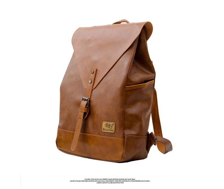 Men's Travel PU Leather Backpack