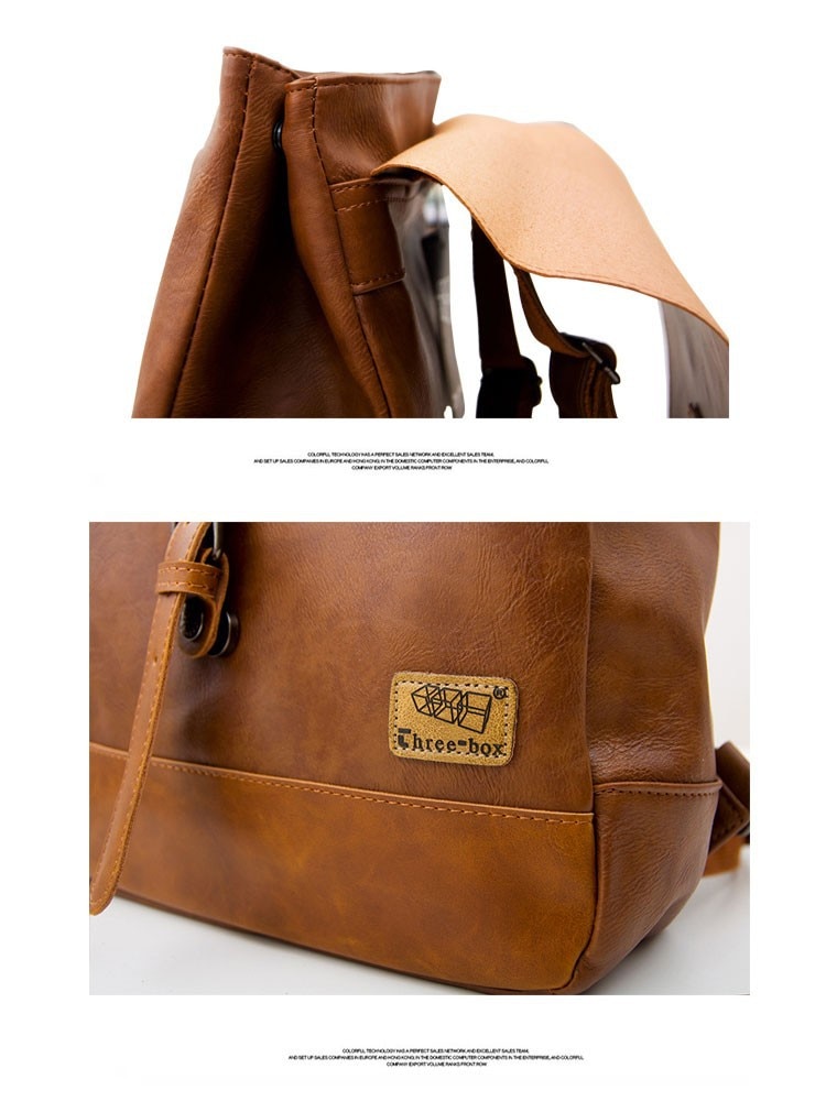 Men's Travel PU Leather Backpack