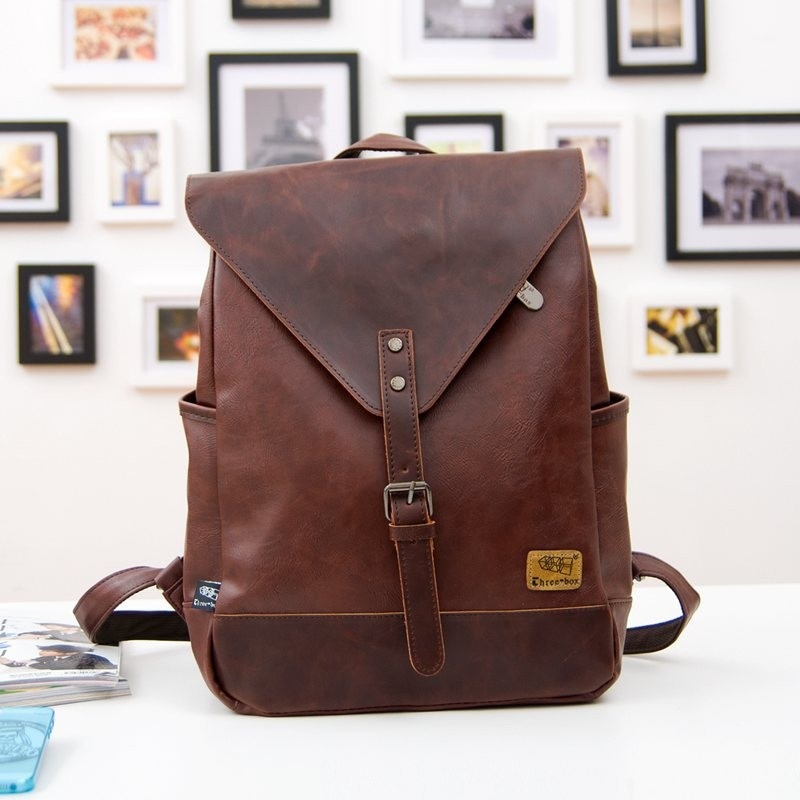 Men's Travel PU Leather Backpack