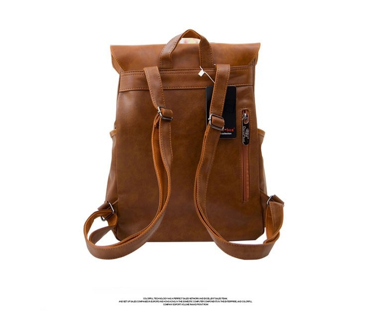 Men's Travel PU Leather Backpack
