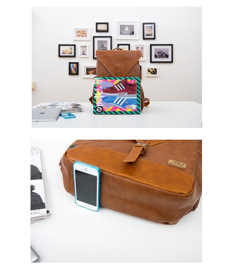 Men's Travel PU Leather Backpack