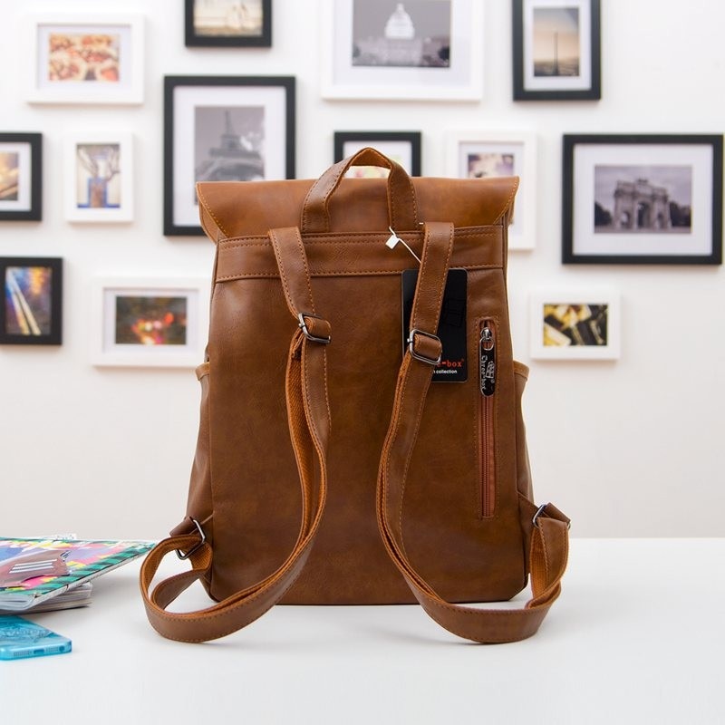 Men's Travel PU Leather Backpack