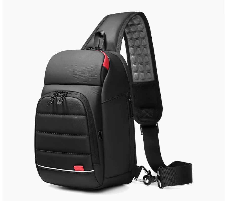 Men's Solid Black One Shoulder Backpack