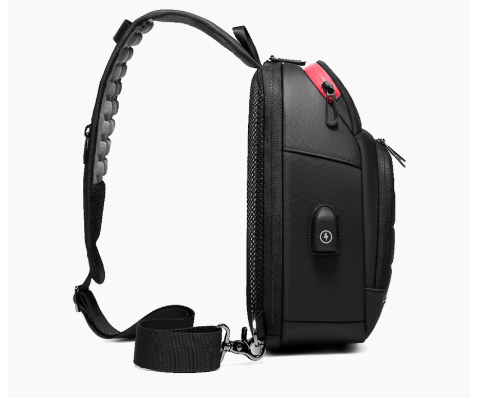 Men's Solid Black One Shoulder Backpack