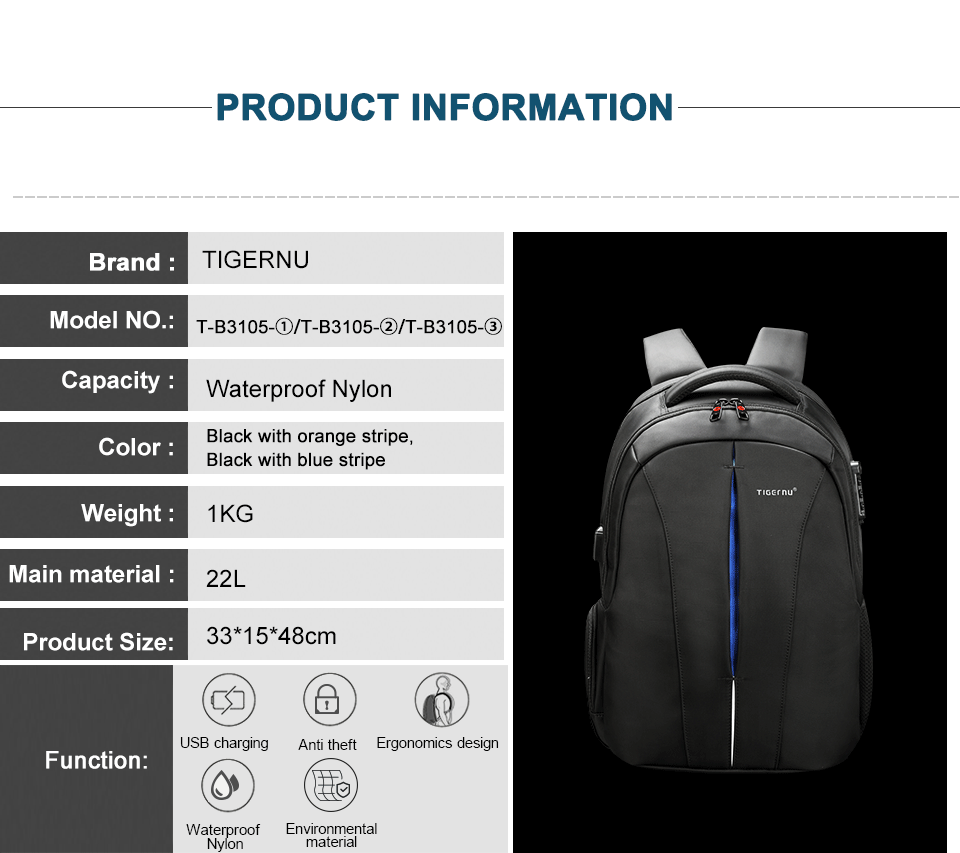 15.6 inch Laptop Backpack with TSA Lock
