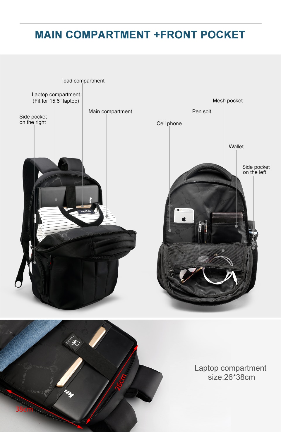 15.6 inch Laptop Backpack with TSA Lock