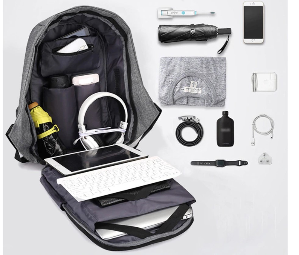 Anti-theft USB Backpack with Reflective Detail