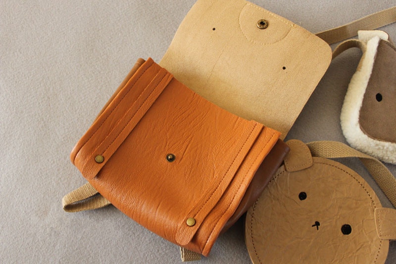 Bear Stylized Leather Backpack for Baby