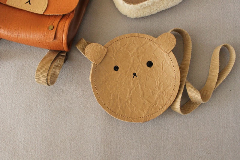 Bear Stylized Leather Backpack for Baby