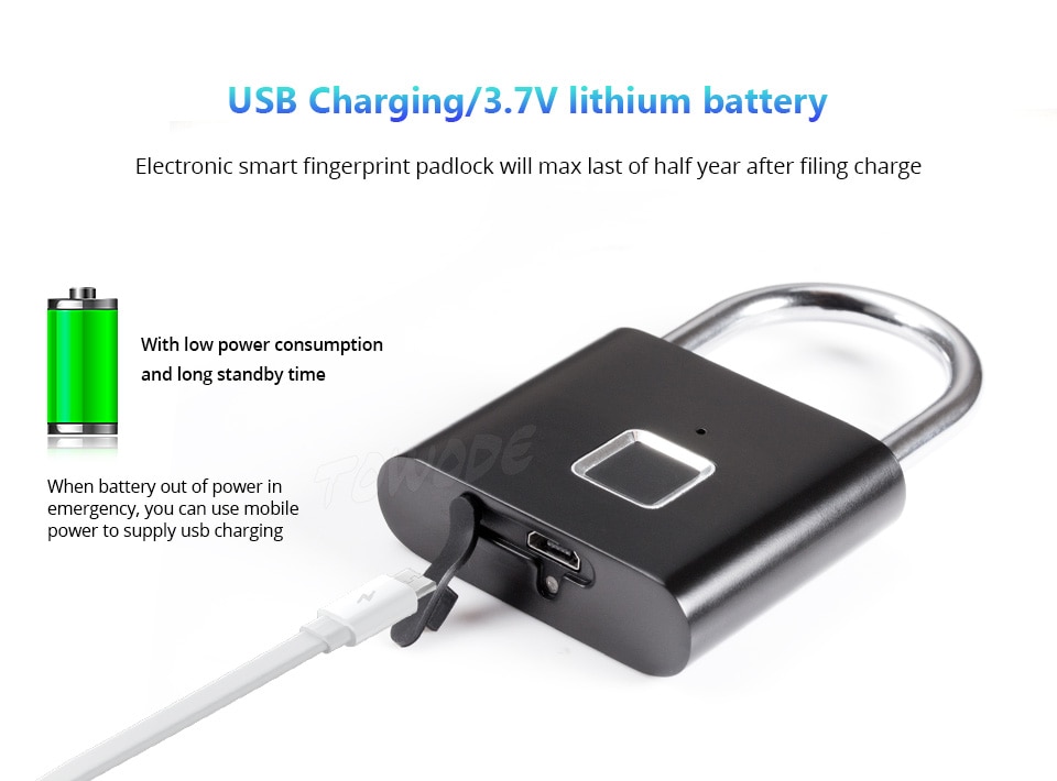 Compact Rechargeable Fingerprint Padlock