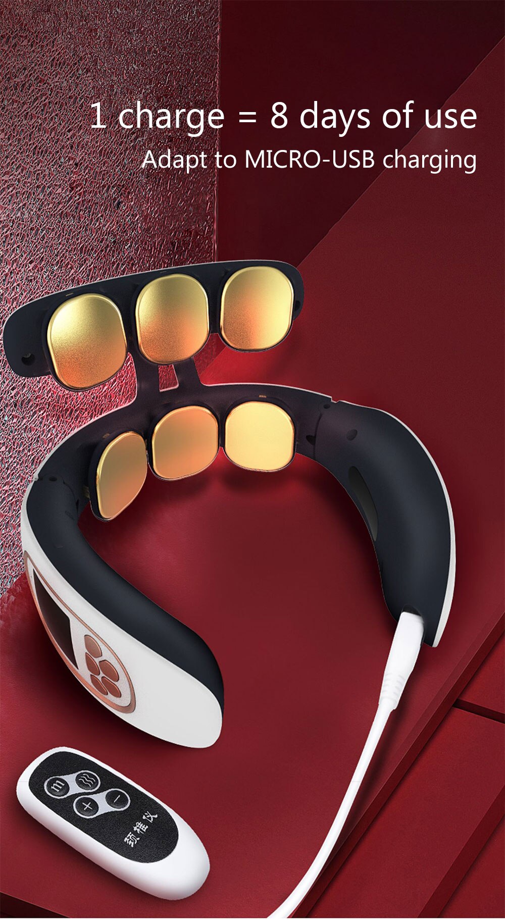 6 Heads Electric Neck And Back Pulse Massager