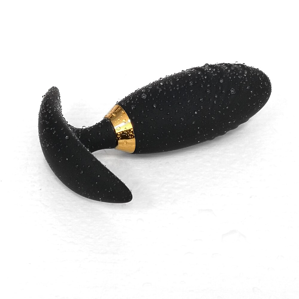 Black / Rose Design Anal Plug Vibrator