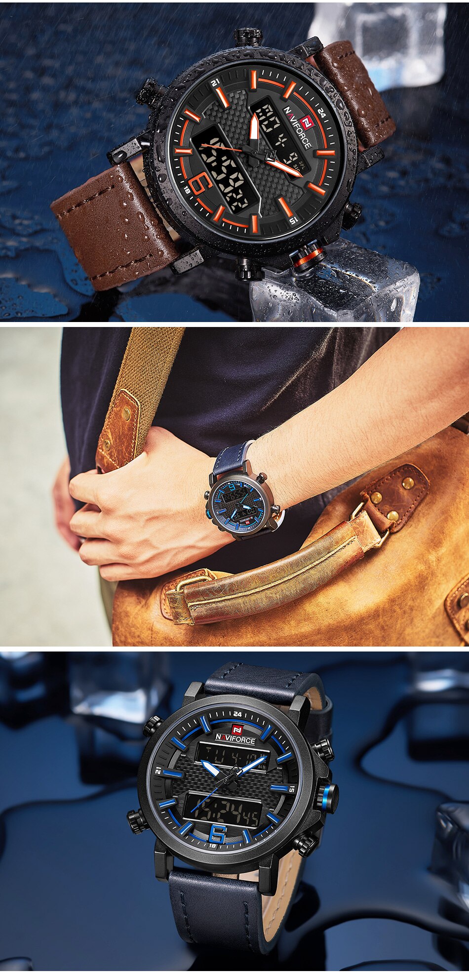 Men's Leather Quartz Watch