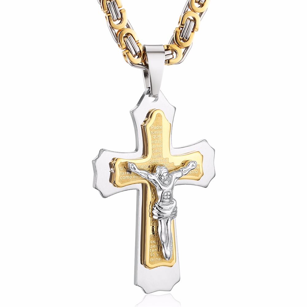 Trendy Cross Shape Men's Titanium Pendant Necklace