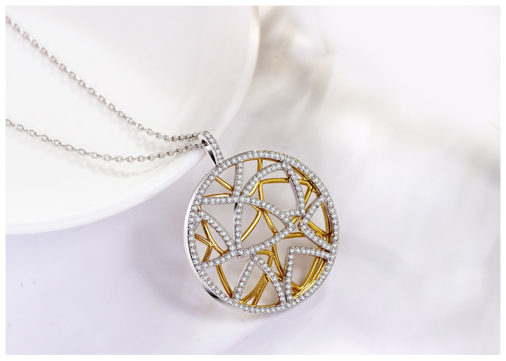Women's Elegant Silver Round Necklace