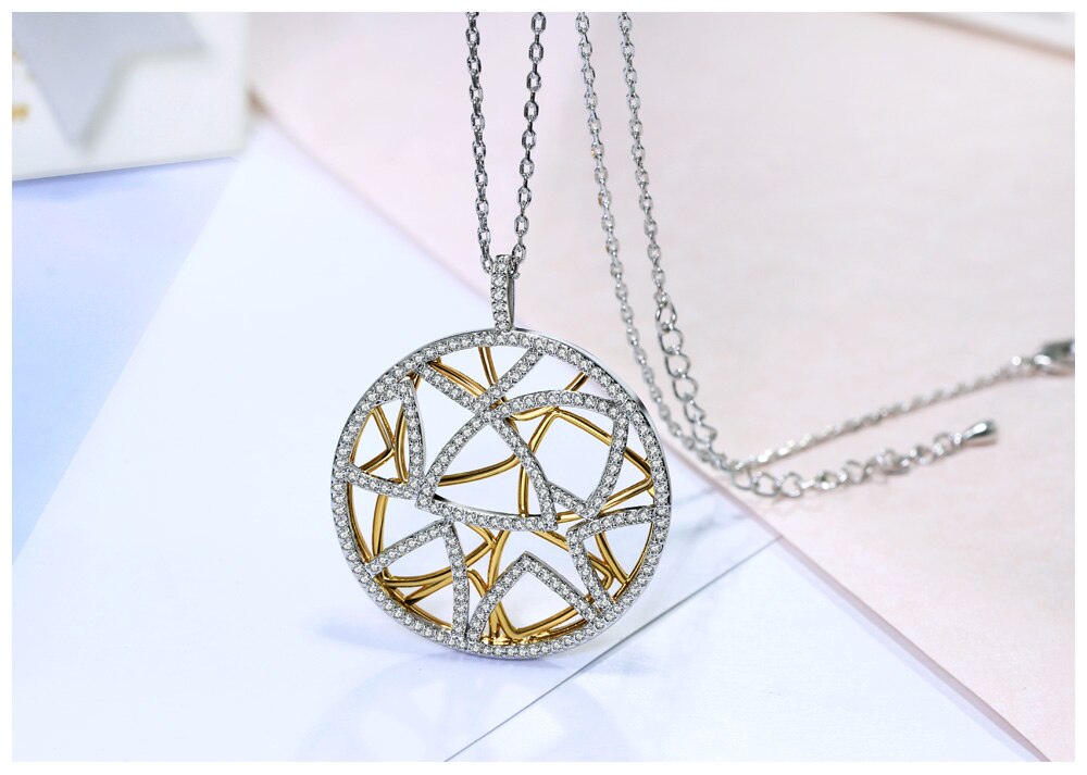 Women's Elegant Silver Round Necklace