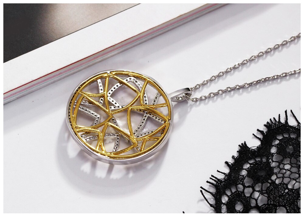 Women's Elegant Silver Round Necklace