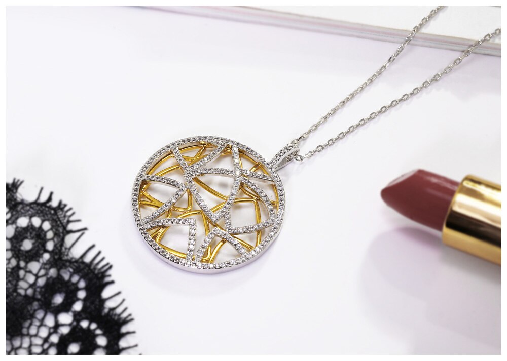 Women's Elegant Silver Round Necklace