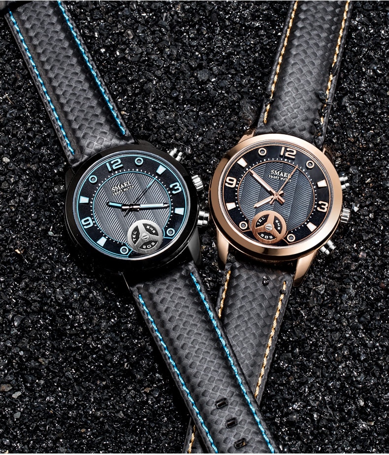 Men's 3D Dial Plaid Leather Watches