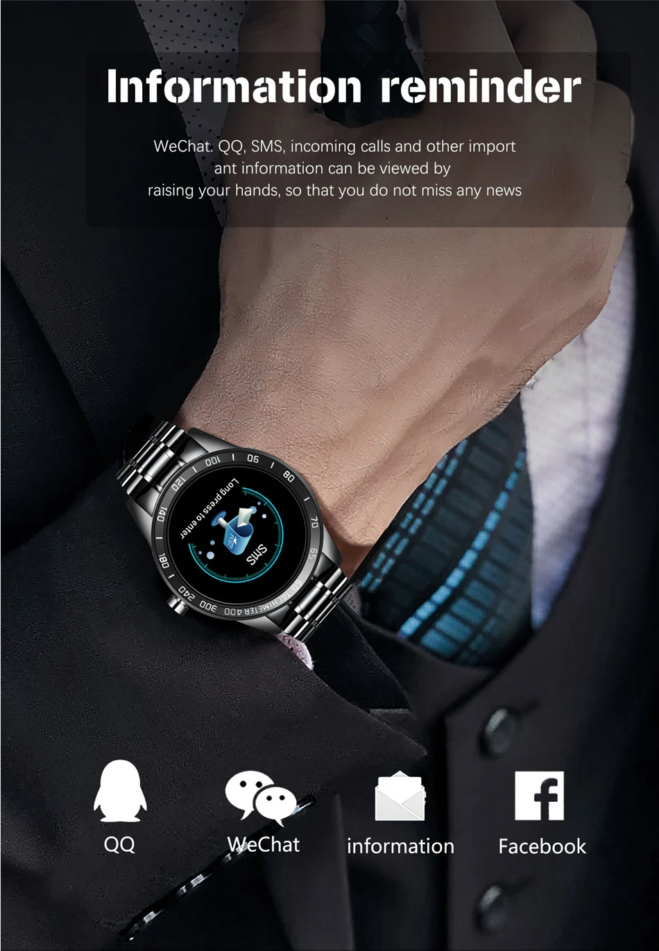 Men's Steel Waterproof Smartwatch