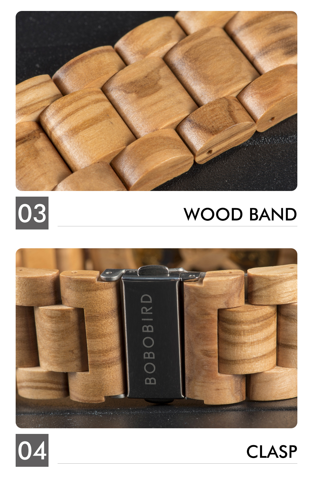 Logo Customized Wooden Mechanical Watch for Men