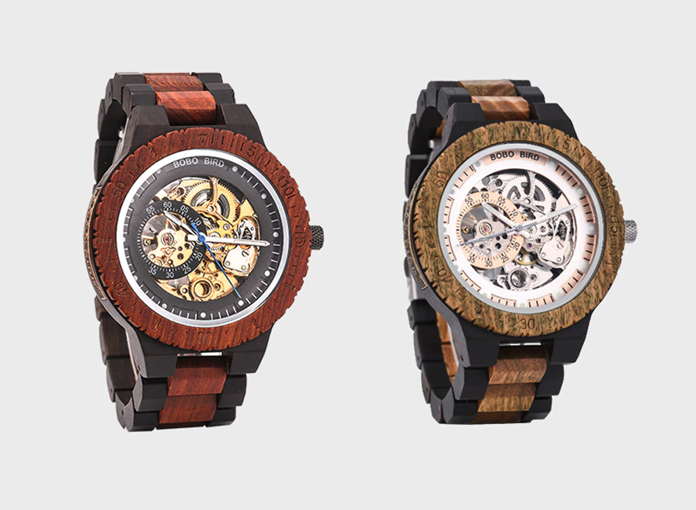 Men's Water-Resistant Wooden Mechanical Watch