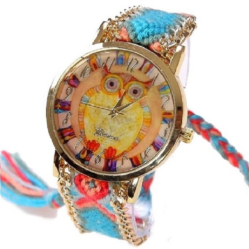 Ethnic Rainbow Watches With Owl Image